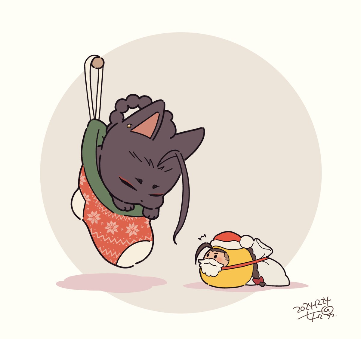 memeo1105's tweet photo. 🎅🦌🎄(※去年の絵の再掲です) https://t.co/TLZs8A1mgd