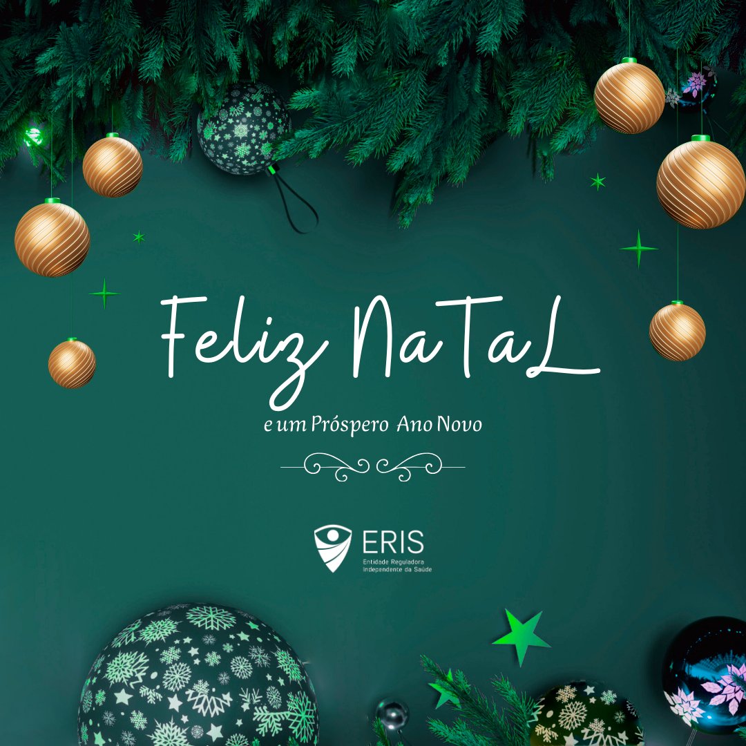 A #ERIS deseja a todos um Natal repleto de paz, harmonia e solidariedade, junto das famílias e entes queridos. 
Que esta quadra festiva renove a esperança, fortaleça os laços e traga paz, saúde e bem-estar a todos.
Boas Festas.
#RegulaçãoSaúdeFarmacêuticaAlimentar