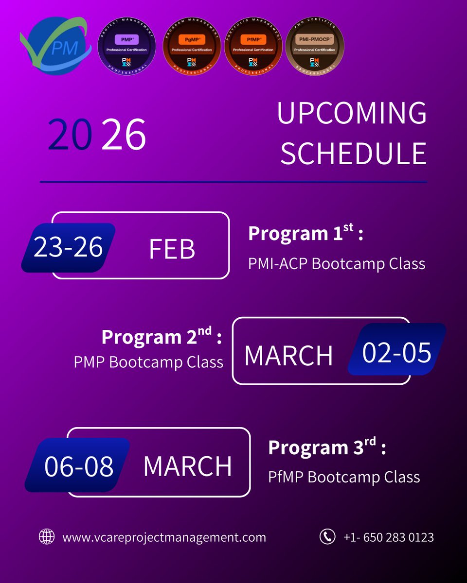 Advance your project leadership in 2026 with PMI®-aligned programs in Sydney &amp; Melbourne. Plan early and secure your spot. 🔗 vcareprojectmanagement.com

#ProjectManagement #PMP #Leadership