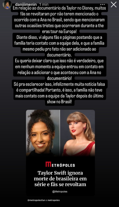 siteptbr's tweet image. Amiga de Ana Clara Benevides DESMENTIU fãs de Taylor Swift que estavam alegando que a família da jovem pediu para que o nome dela não fosse mais citado:

"Isso não é verdadeiro. A família NÃO teve mais contato com a equipe da Taylor depois do último show no Brasil!"