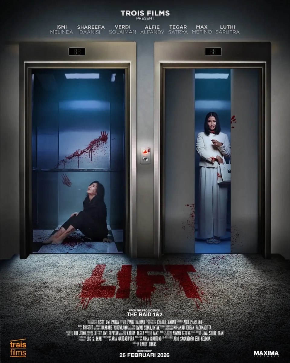 cinepolisID's tweet photo. Official Poster - #FilmLift
Terjebak di dalam lift, memaksa Linda harus mengikuti permainan mematikan dari seorang pria misterius. Di sisi lain, Doris mempunyai ambisi besar di balik keanggunannya.
LIFT, tayang 26 Februari 2026 di Cinépolis Cinemas.
#CinepolisID https://t.co/itaCoNapnP
