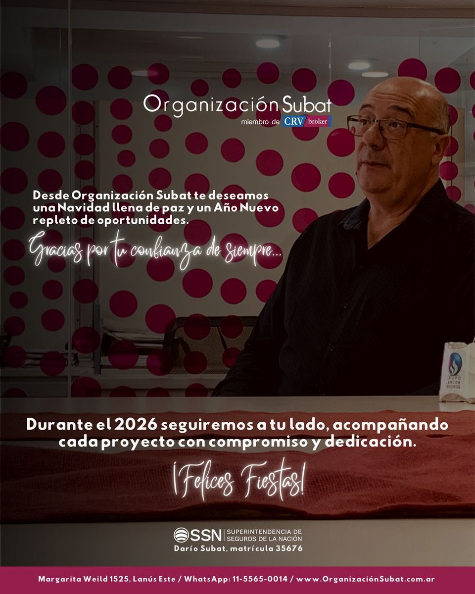 orgsubat's tweet image. Te deseamos una Navidad llena de paz y un Año Nuevo repleto de oportunidades.
Gracias por tu confianza.
¡Felices Fiestas!
#SomosOrganizacionSubat
📍 Margarita Weild 1525 | Lanús Este
📲 Conectá con nosotros vía #WhatsApp al 11-5565-0014
🌐 organizacionsubat.com.ar