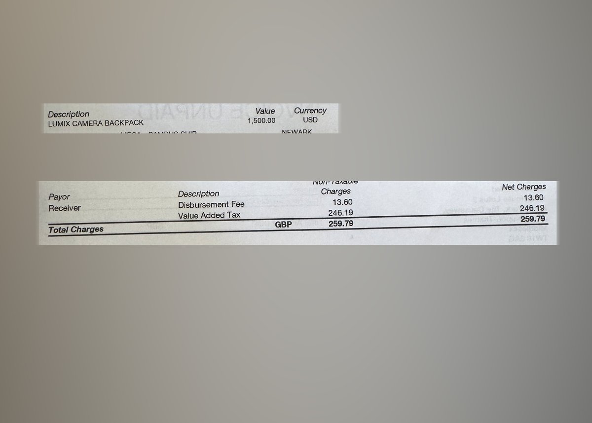 I have a serious problem <a href="/PanasonicEurope/">Panasonic Europe</a> <a href="/LumixUSA/">LUMIX Cameras USA</a> 

I won LUMIX’s Choice Winner on the LUT competition in August. I won a backpack.

It took 2 months to send, then I got a shipping invoice for £259.79.
It was also falsely valued at $1500 on the documents.

Please reach out ASAP