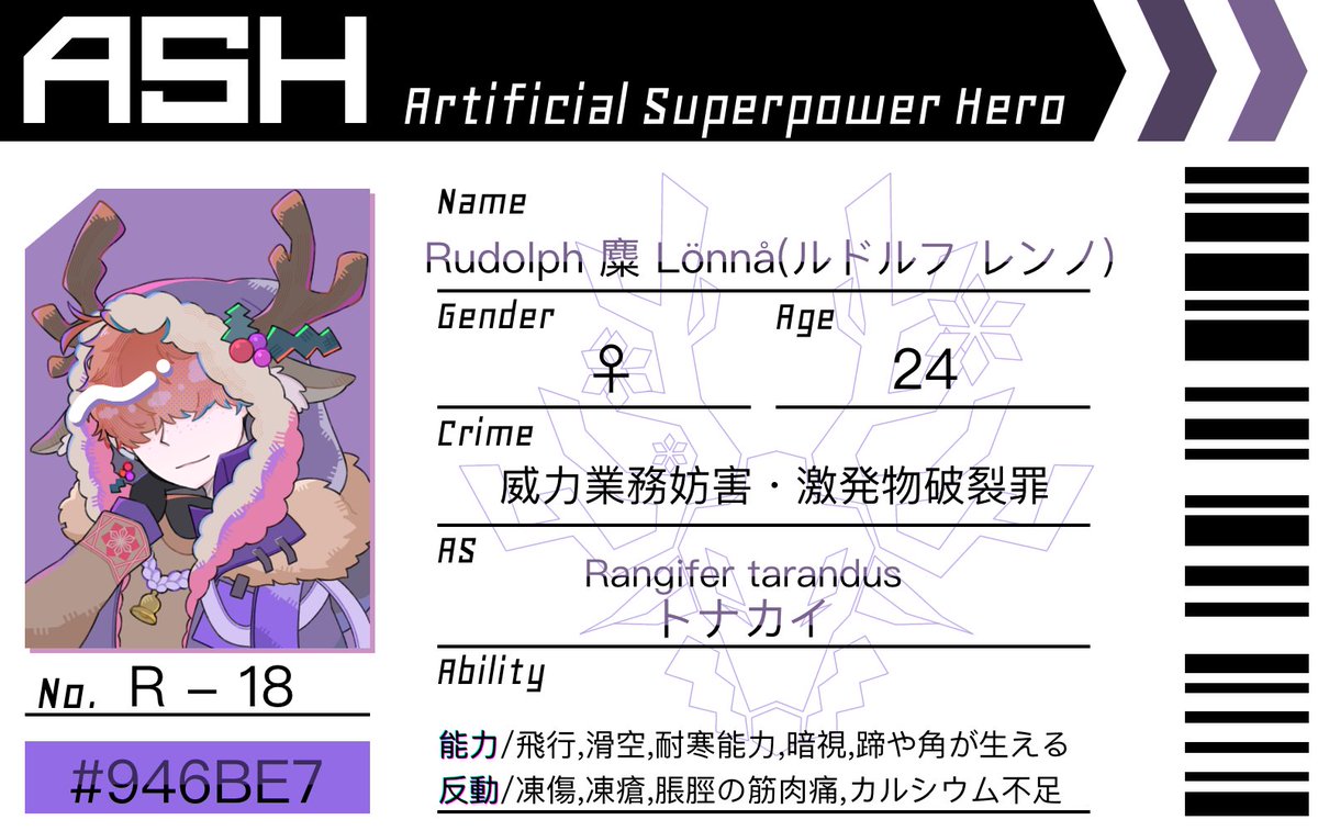 #AS_HERO
トナカイのHERO - ルドルフ レンノ

別所で提出していたCSの再提出
🦌詳細は随時追加予定