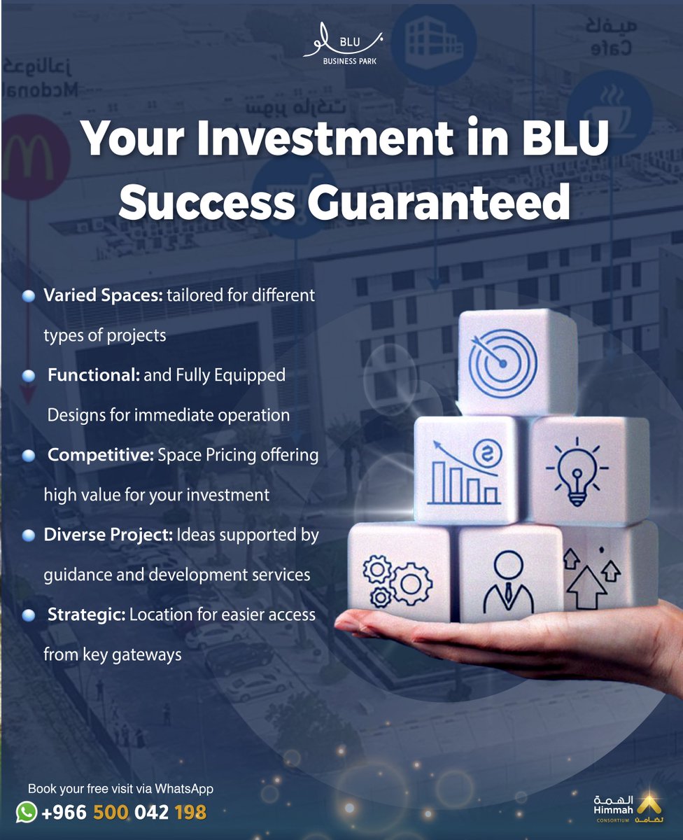 🚀 Invest in BLU Consortium… Success Guaranteed   🏢 Flexible spaces | 🛠️ Ready-to-use designs | 💰 Competitive pricing | 💡 Supported ideas | 📍 Strategic location 🌍 Global opportunities within reach
#Dammam #HimmahConsortium #SmartInvestment #Saudi_Arabia