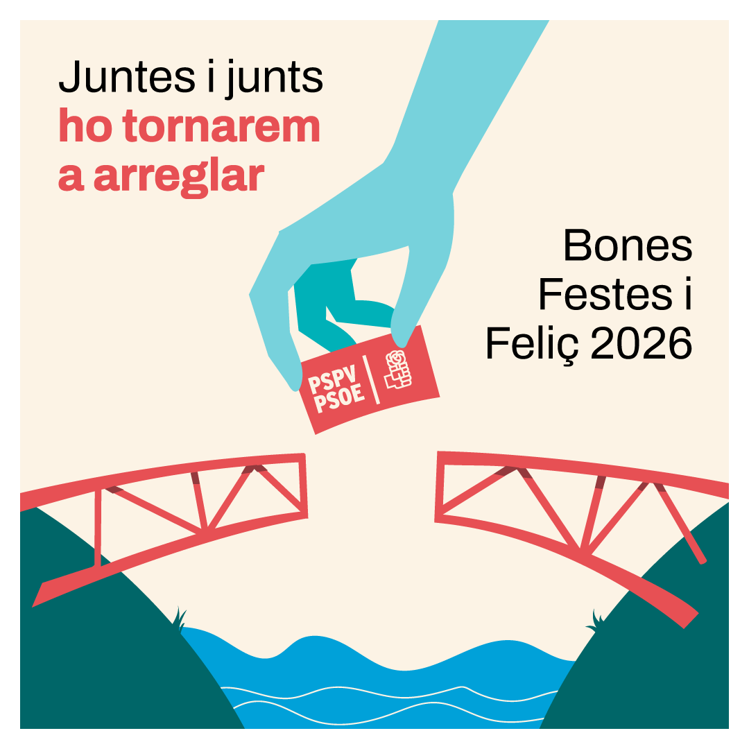 SocialistesVal's tweet photo. Que el Nadal ens recorde que som un poble que tot ho pot.
Que construïm ponts i il·lusions, i no deixem a ningú darrere.

🎄Des del PSPV-PSOE, vos desitgem Bones Festes i Feliç 2026 ✨ https://t.co/YExy3UrHmp