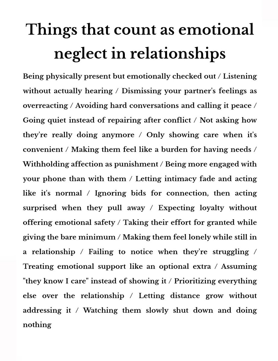 Things that count as emotional neglect in relationships