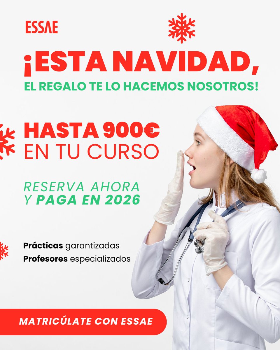 🎄 Esta Navidad, invierte en tu futuro.

Hasta 900 € de descuento en cursos ESSAE y empieza a pagar en 2026.

Formación que suma hoy y abre oportunidades mañana 🎁

📲 Info sin compromiso: WhatsApp 621 28 64 07

#CursosESSAE #NavidadESSAE #FormaciónConFuturo