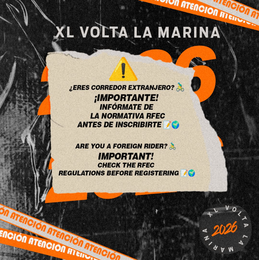 ⚠️🌍 INTERNATIONAL RIDERS – #VoltaLaMarina
Non-Spanish licenses must follow RFEC rules: authorization from your federation &amp; Spanish insurance required.

⏳ Docs: 10 days before the race
📌 Check full details in the Instagram BIO: <a href="/voltalamarina/">voltalamarina</a>