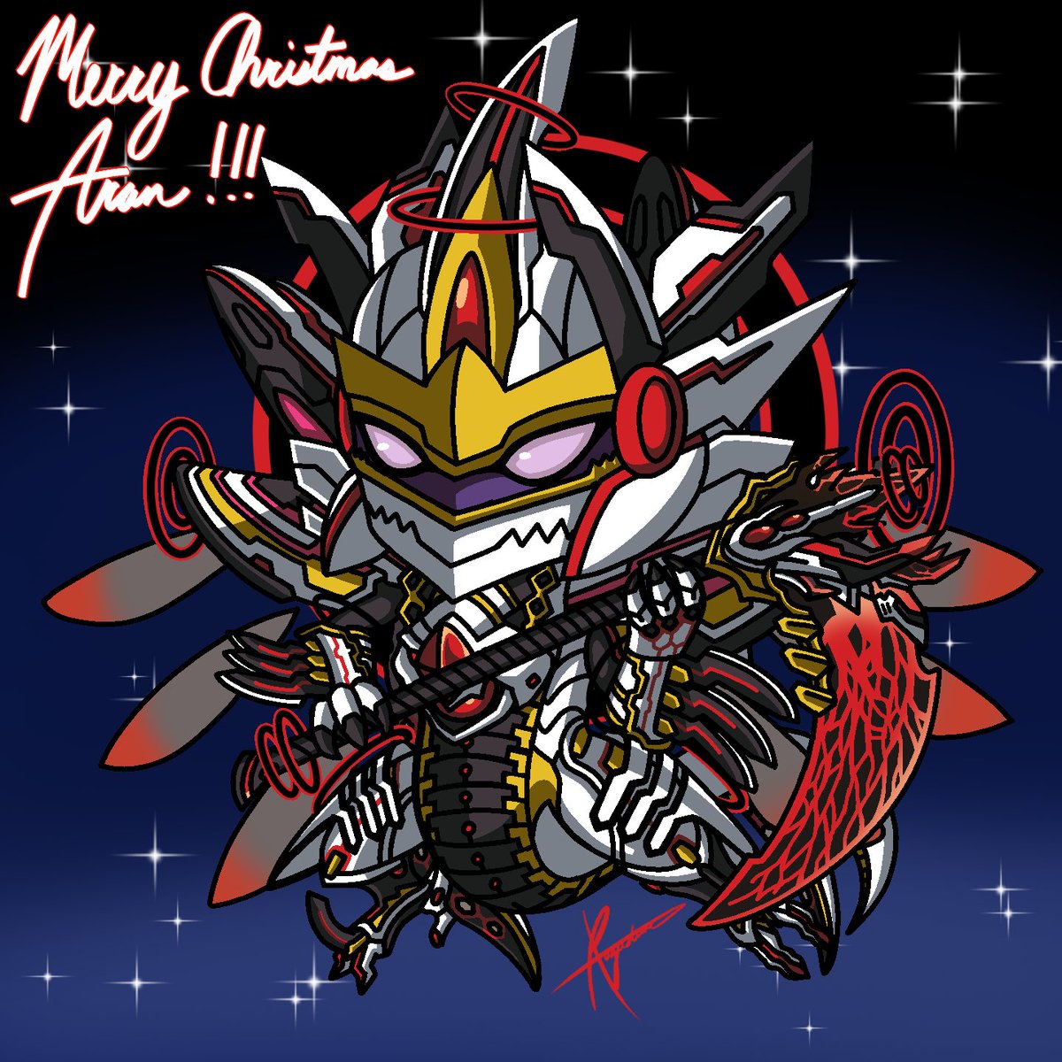 Pogustine's tweet photo. Merry Christmas! @aranbeik
I had you as my 2nd secret santa recipient!. Enjoy a chibi Chaos Breaker Dragon! https://t.co/mvyTyp6N8M