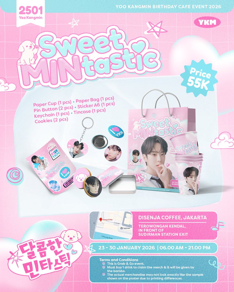 withloveKANGMIN's tweet image. 𝟐𝟎𝟐𝟔 𝐕𝐞𝐫𝐢𝐯𝐞𝐫𝐲 𝐘𝐨𝐨 𝐊𝐚𝐧𝐠𝐦𝐢𝐧 𝐁𝐢𝐫𝐭𝐡𝐝𝐚𝐲 𝐂𝐚𝐟𝐞 𝐄𝐯𝐞𝐧𝐭 

달콤한 민타스틱 - Sweet MINtastic🍭🍓💗

Jakarta, 23 - 30 January 2026

★ RSVP NOW ⬇️
tinyurl.com/RSVP-SweetMINt…

#달콤한_MIN타스틱
#Sweet_MINtastic
#유강민 #강민 #KANGMIN