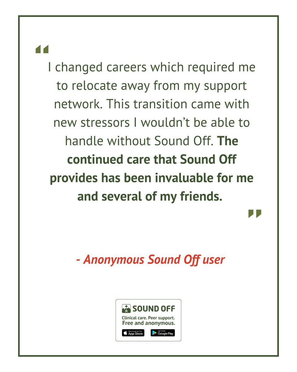 Sound Off connects Service Members and Veterans with anonymous mental health support that saves lives.

Learn more: sound-off.com

#SoundOff #Veterans #ServiceMembers #EndTheStigma #MentalHealth #TransitionSupport #AnonymousHelp #PTSDRecovery