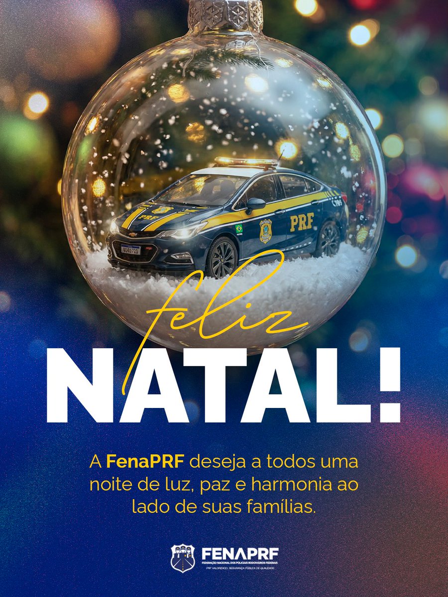 Neste Natal, a FenaPRF deseja aos PRFs e suas famílias um tempo de paz, união e esperança.

Que a data seja marcada por momentos de alegria, cuidado e renovação ao lado de quem se ama. 🎄✨

Feliz Natal!
