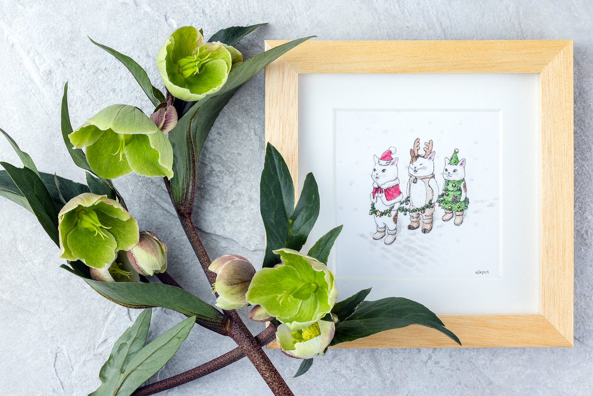 ✨❄Happy Holidays🌲🔔✨

大きいクリスマスツリーは面倒くさくて、
もう何年も飾っていないのですが、
この絵はお迎えしてから毎年飾っています！

今年はかないませんでしたが、
来年は、またご縁があるといいなぁ🥹

皆様よいクリスマスを…

🐾elkpotさん(<a href="/elkpots/">elkpotの動物群像絵🐾🎨</a>)🐾
『Xmas Express』（2022年）