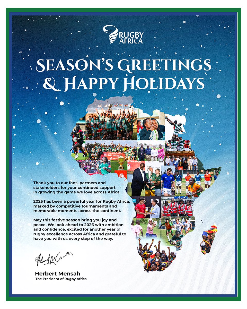 Image for the Tweet beginning: Season’s Greetings from Rugby Africa