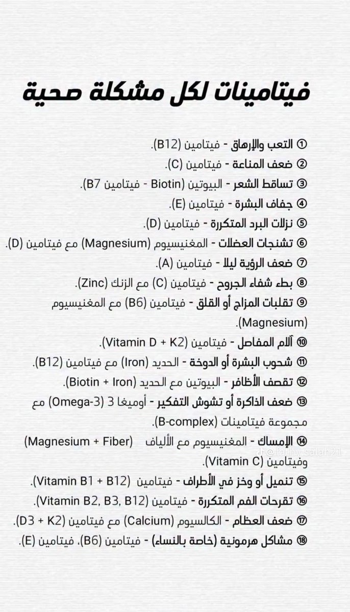 فيتامينات لكل مشكلة صحية