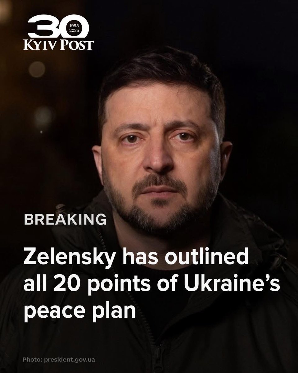 rshereme's tweet image. Zelensky has outlined all 20 points of Ukraine’s peace plan:

1. Recognition and confirmation of Ukraine’s sovereignty.

2. Signing of a non-aggression treaty between Russia and Ukraine, with international monitoring of the line of contact.

3. Provision of security guarantees…