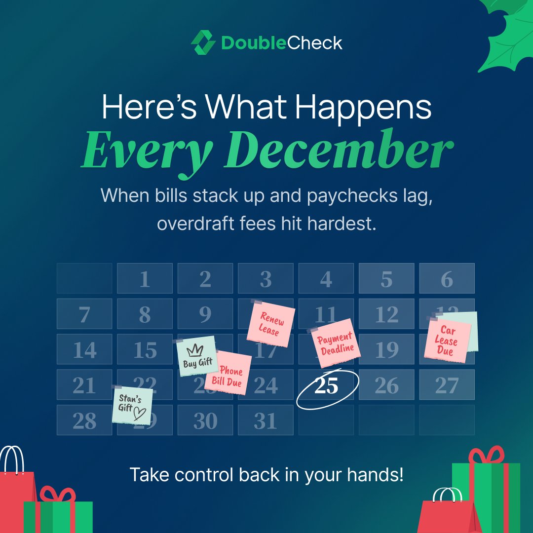 Sometimes, clarity is what changes everything.
DoubleCheck gives you a clear view of what’s coming.
So you can make decisions with confidence and move through December, a little calmer and a lot more control.💚

#DoubleCheck #Money #PeaceOfMind #FinancialLiteracy
