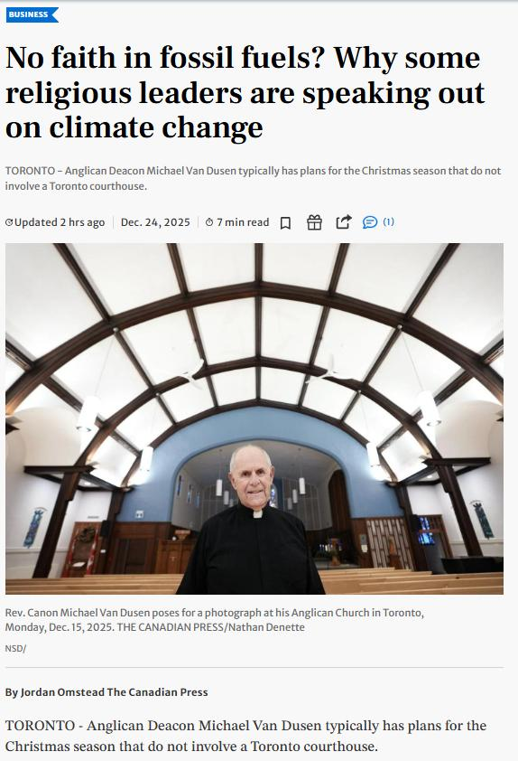 "We are motivated by love, not profit," says 80-year-old Anglican Minister Michael Van Dusen, one of a growing number of religious leaders risking arrest to nonviolently resist fossil fuel-driven climate destruction. #climateemergency #cdnpoli #pipelines #faith