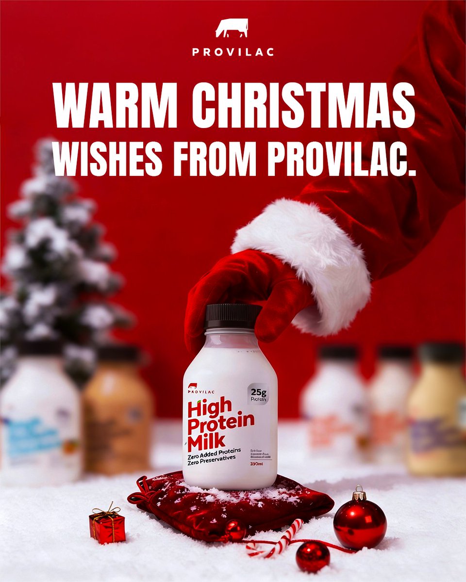 Santa’s upgrading his fuel. You should too.

25g natural protein with zero preservatives.
No shortcuts. Just clean performance.
Train smart, recover better, stay locked in this Christmas.

Warm Christmas wishes from the Provilac family.
Order now- provilac.in