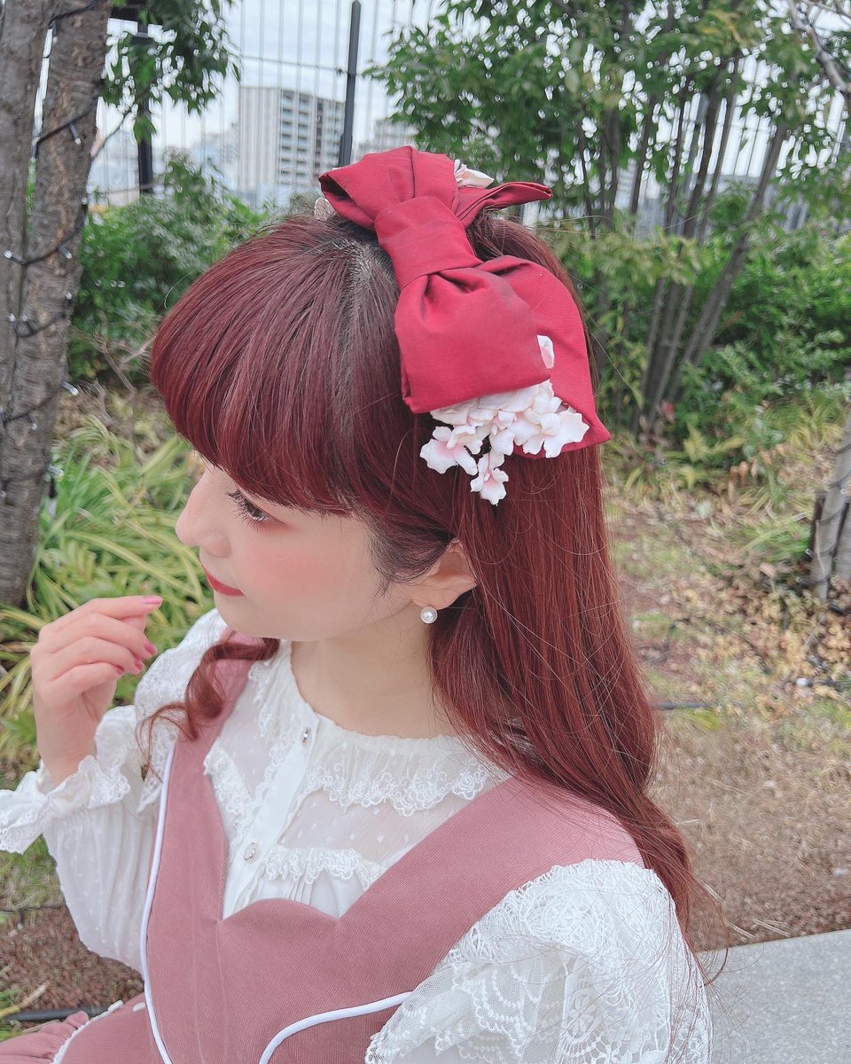 belle des poupee リボンとすみれのヘッドドレス リボンとすみれのヘッドドレス（黒・コットン） - Belle des Poupee