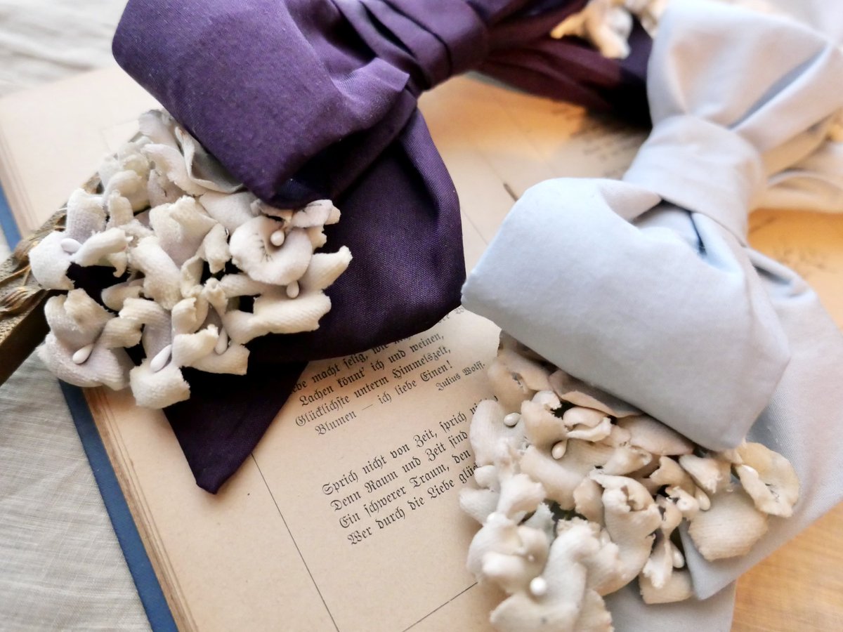 belle des poupee リボンとすみれのヘッドドレス リボンとすみれのヘッドドレス（黒・コットン） - Belle des Poupee