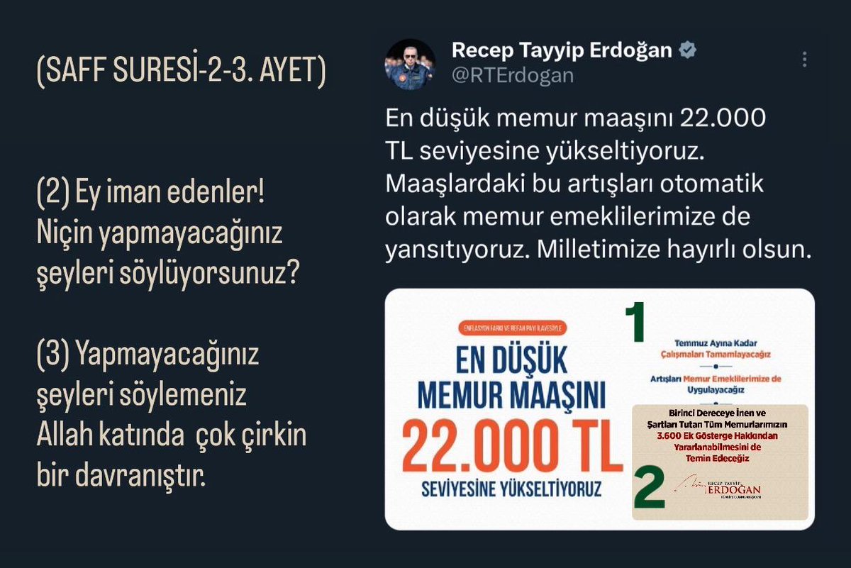 <a href="/isikhanvedat/">Prof. Dr. Vedat Işıkhan</a> <a href="/RTErdogan/">Recep Tayyip Erdoğan</a> 3600 Ek Gösterge için verdiğiniz sözün 958. günü #BirinciDereceye3600