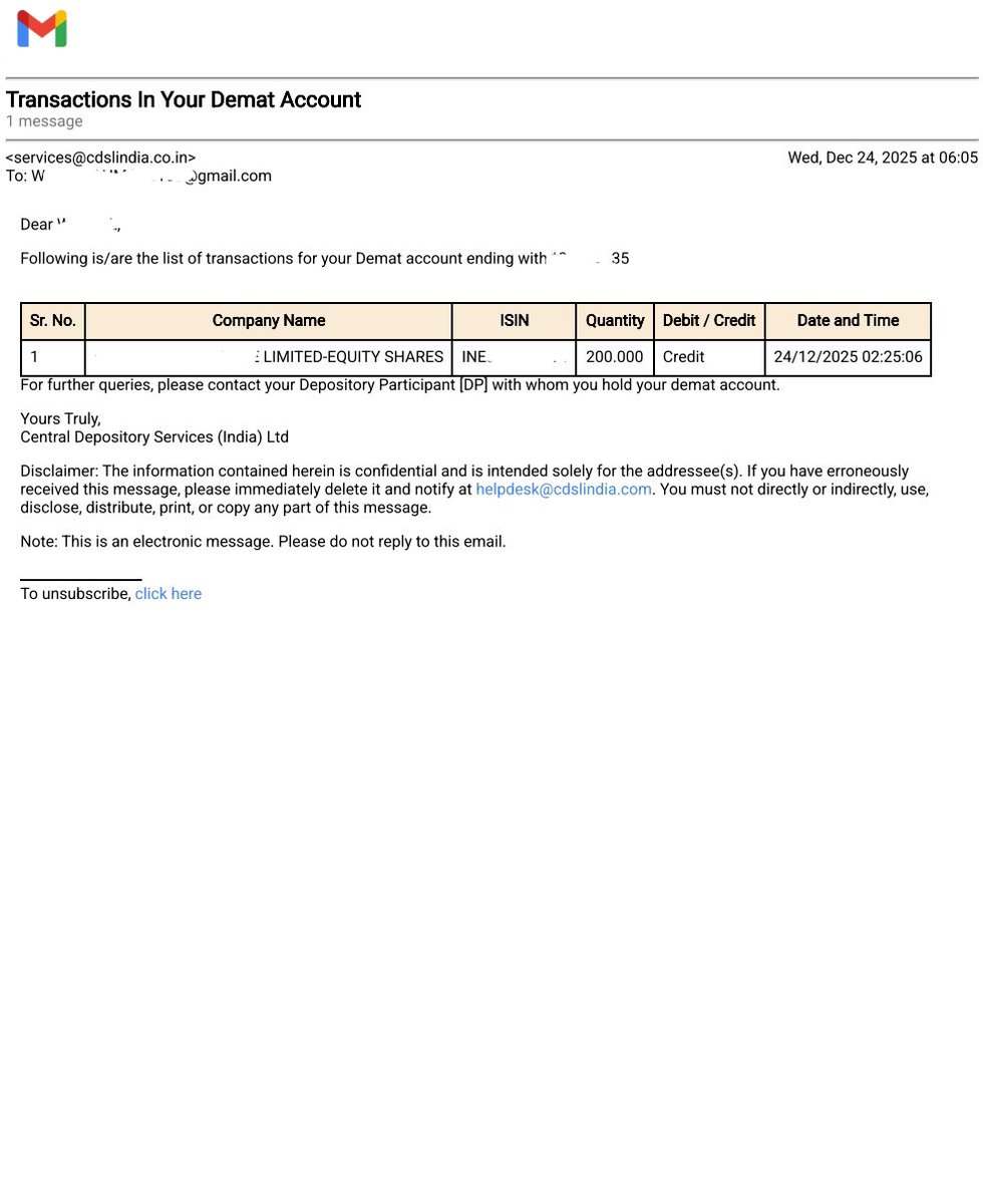 Divy3712's tweet photo. One of my client's shares were transferred to IEPF because of non claim of dividend 

We had done the process of prepration and verification of documents and the after 2years of long wait the shares are credited back to his account.

#iepf #iepfa #shares #claim #client #mca https://t.co/0tYqxtFKU5