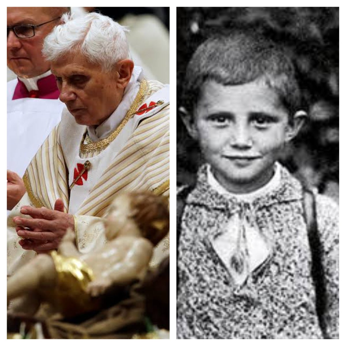 CatholicArena's tweet photo. In 1934, Joseph Ratzinger, later Pope Benedict XVI, wrote a beautiful letter to 'Baby Jesus' requesting Christmas presents

He was 7 years old 

"Dear Baby Jesus, quickly come down to earth. You will bring joy to children. Also bring me joy.

I would like a Volks-Schott (a Mass prayers book), green clothing for Mass (clerical clothing) and a heart of Jesus. I will always be good. Greetings from Joseph Ratzinger"
