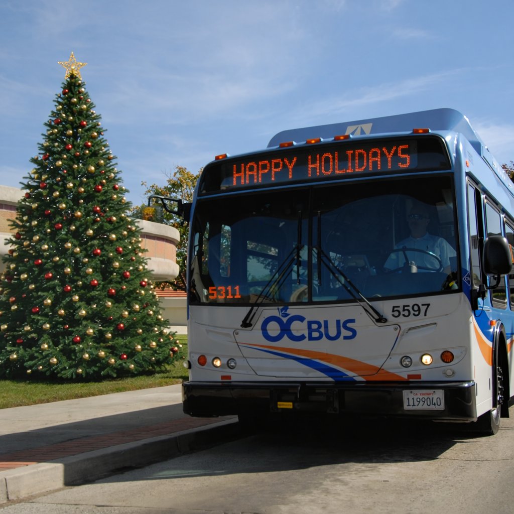 RideOCBus's tweet image. As a reminder, OC Bus will run on a Sunday/Holiday schedule on Christmas Day and New Year’s Day. Happy holidays and safe travels!