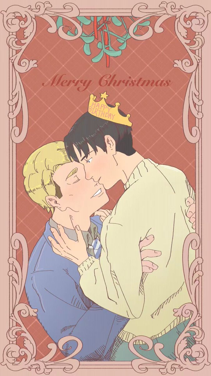 JiSuiOb7bC9's tweet image. kiss under the mistletoe 

#eruri #エルリ