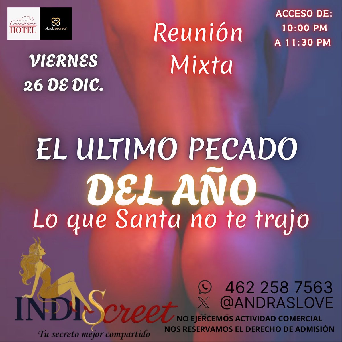 🔥 El año no termina con arrepentimientos… termina con deseo 😈

Reunión swinger mixta en INDIScreet 💋
Miradas que provocan 👀 reglas que se relajan 🍷

⚡ Atrévete a cerrar el año como se merece… RESERVA AHORA 🔥💥🔥 <a href="/BlackMagazineMx/">Black Magazine</a>  <a href="/BlackSecretsmx/">Black Secrets</a>