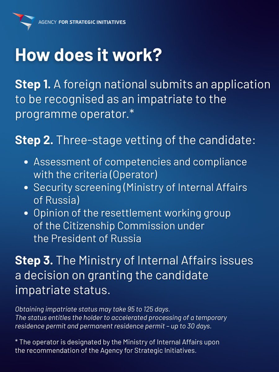 ⚡️ #Russia launches a new impatriation programme to attract global talent.

Scientists, engineers, creatives, athletes &amp; other distinguished professionals worldwide are welcome:

🗓 Applications open April 15, 2026

👉 Learn more: t.me/MFARussia/2786…

#Russia1Love