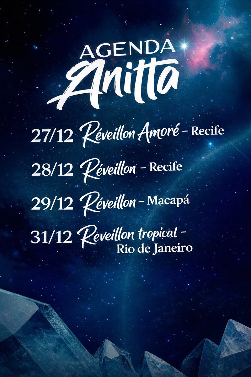 Centralgfranitt's tweet photo. Confira a agenda da Anitta — Réveillon. https://t.co/906meFTNvj