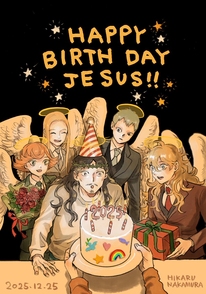 🎄 La mangaka Nakamura Hikaru (<a href="/hikanaka1217/">中村光</a>) realizó esta ilustración para celebrar el cumpleaños de Yisus.

Recordemos que es autora del #manga de comedia "Las vacaciones de Jesús y Buda", que tuvo adaptación a película de anime.

Obra muy recomendable, sin importar tu religión