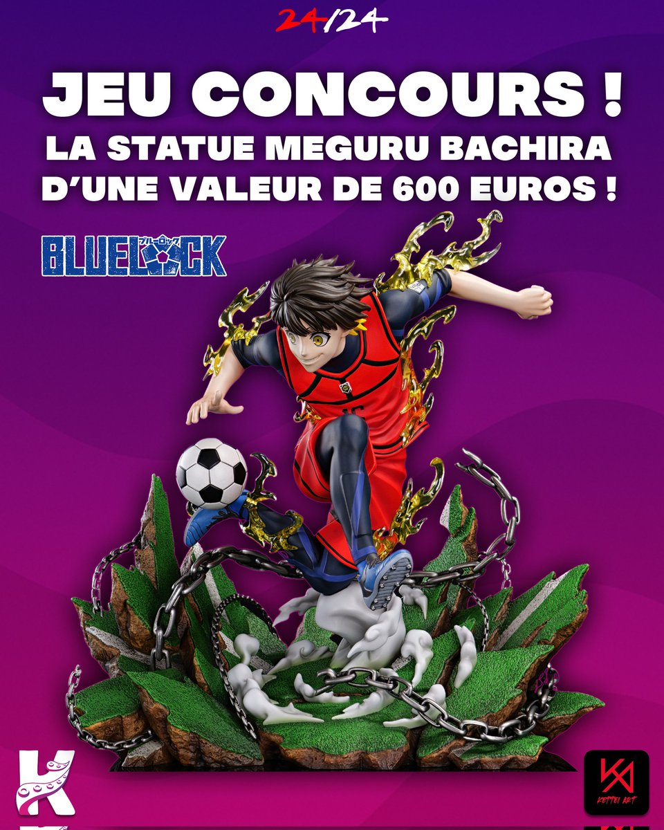 Inku_fr's tweet image. [DERNIER JOUR DU CALENDRIER DE L'AVENT]

Tente de gagner cette INCROYABLE STATUE de BACHIRA de BLUE LOCK d'une valeur de 600 euros ! ⚽️

Pour participer : 
- RT
- Follow @Inku_fr et @KetteiArt 
- Tag 1 ami en commentaire 

TAS le 31/12 !
Bonne chance ! 🍀