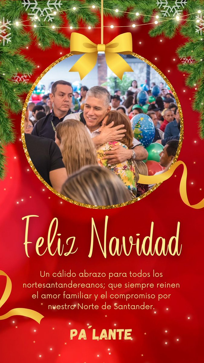Un saludo fraterno a todos los nortesantandereanos y a los colombianos. Gracias por la vida, por la familia y por cada oportunidad de encuentro. Que esta Navidad nos permita compartir en paz, unidos en el amor y la esperanza. 

Pa´lante 🎄