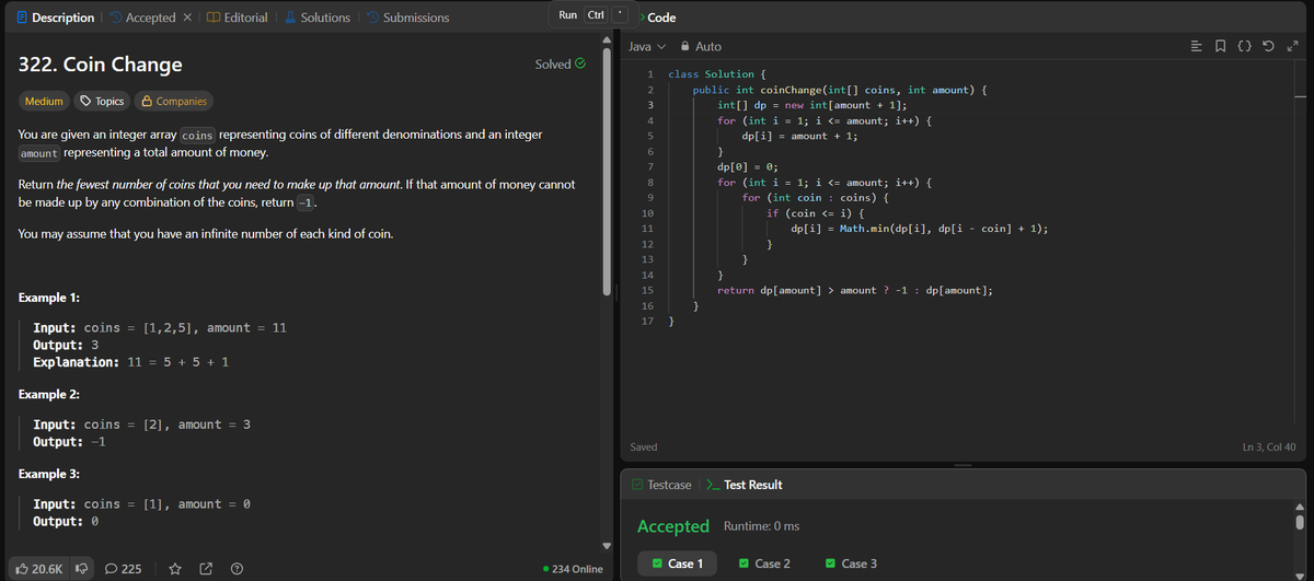 rituu_09's tweet image. Day 358 of 2025:                             
👩‍💻 Code to Crack Companies!                            
▫️Coin change
#placementprep #2025Goals #leetcode #letsconnect