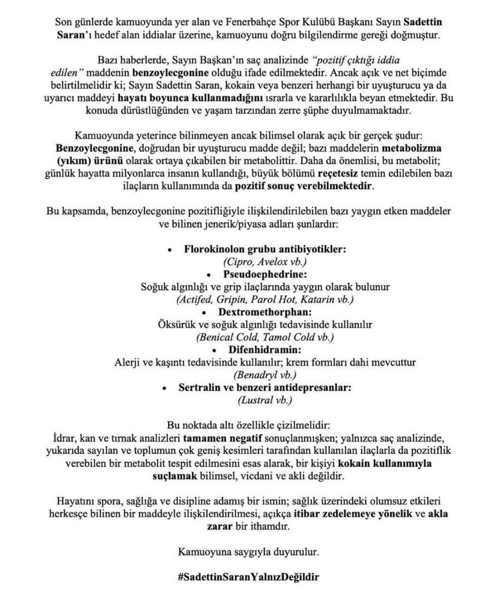 #SadettinSaranYalnızDeğildir #FenerbizimSaranbizim Seni kumpaslara kurban etmeyiz başkanım... Bu camia seninle