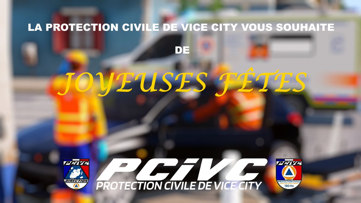 🎉 La Protection Civile de Vice-City vous souhaite un excellent réveillon ! 🎄

🚗 Sur la route, on cherche la SÉCURITÉ !

🚫🍷Pas d'alcool pour les conducteurs.
🚫🥱Je me repose avant de prendre la voiture.

❗️Soyez sage (surtout sur la route) si vous voulez vos cadeaux 🎁🎅