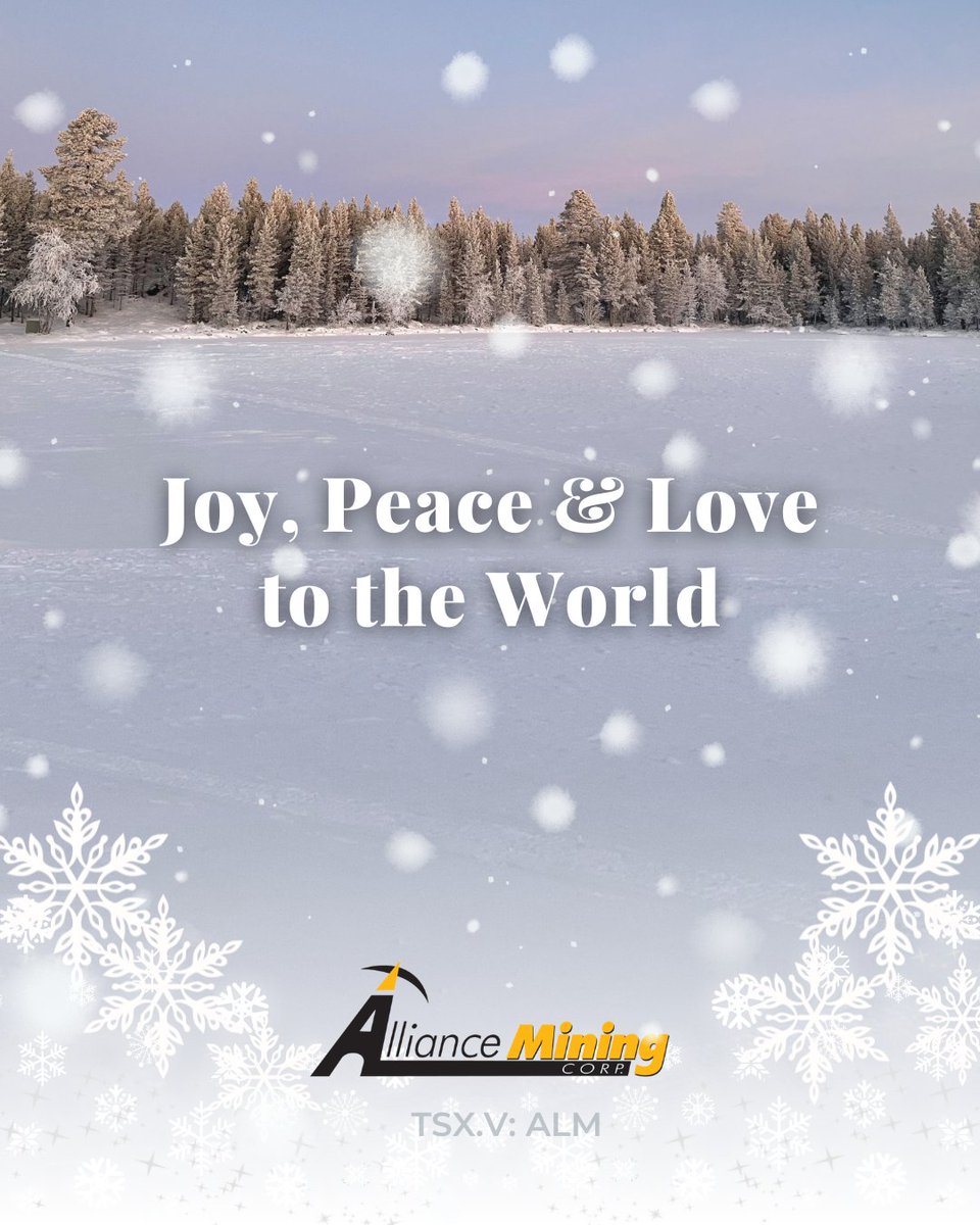 Alliance_Mining's tweet image. Alliance Mining extends our warmest wishes for a joyful holiday season and a prosperous New Year. May the upcoming year be filled with new opportunities, stability, and continued success.

#AllianceMining