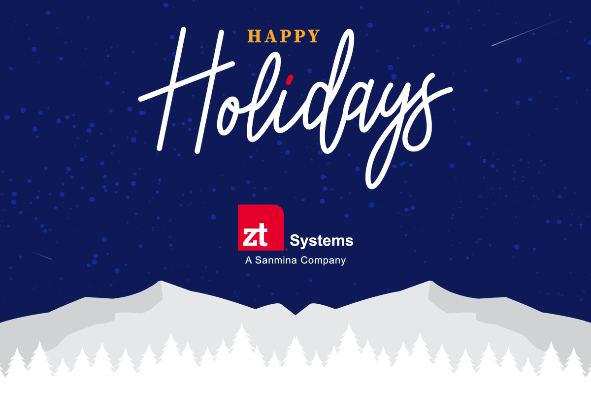 ZTSystems's tweet photo. Best wishes for a joyful season from all of us at ZT Systems!  As we enter the new year as part of Sanmina, we’re excited to continue delivering advanced AI infrastructure solutions, and are thankful for our customers, partners, and employees. Happy Holidays! https://t.co/qtgpH66jkQ