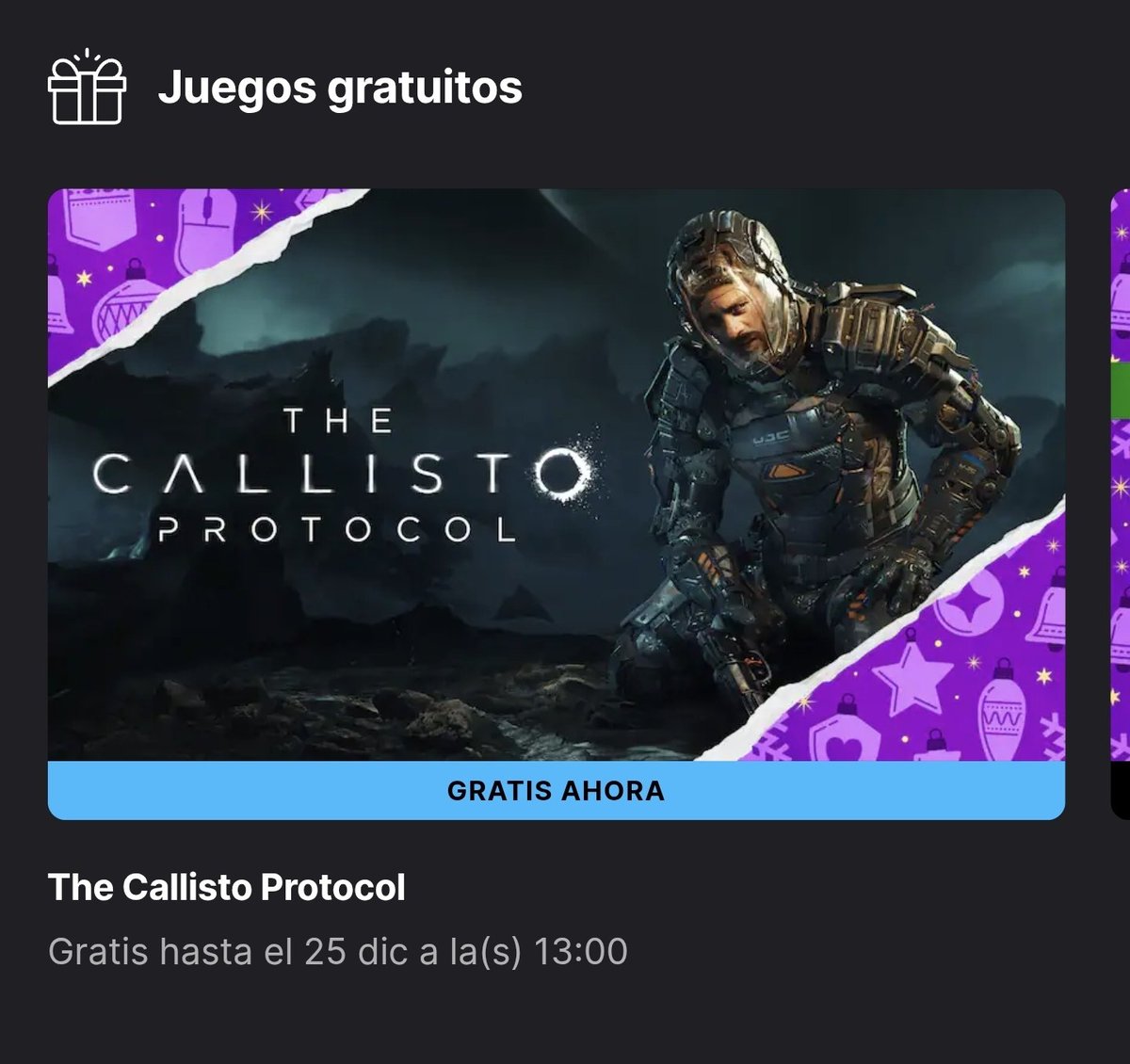 NerdPy's tweet image. El videojuego de regalo el dia de hoy en la tienda de Epic Games es #TheCallistoProtocol. 
Gratis para reclamarlo por 24 hs.
#AvisoParroquial