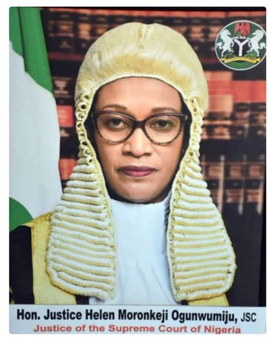 firstladyship's tweet image. Justice Helene Morenkeji Ogunwumiju (JSC) was the only Justice that delivered a dissenting judgement in favor of Sunday Jackson. She insisted he was entitled to stand his ground in the defense of his life &amp;amp; property, at the risk of devth. Her name is written in gold. 🫡🫡👏