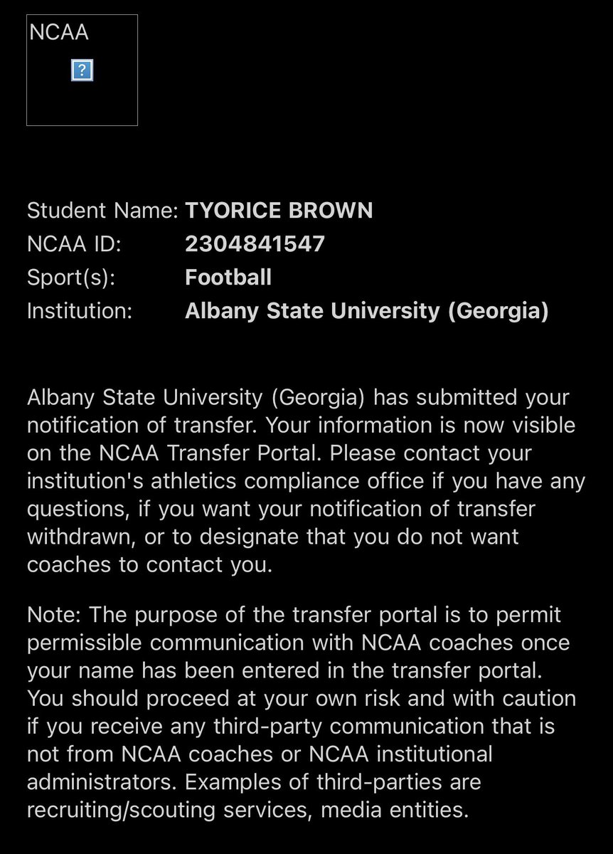 _dadeboybrown's tweet image. It’s Official! I am now in the Transfer Portal! @HBCUSports1 @D2HBCUFOOTBALL