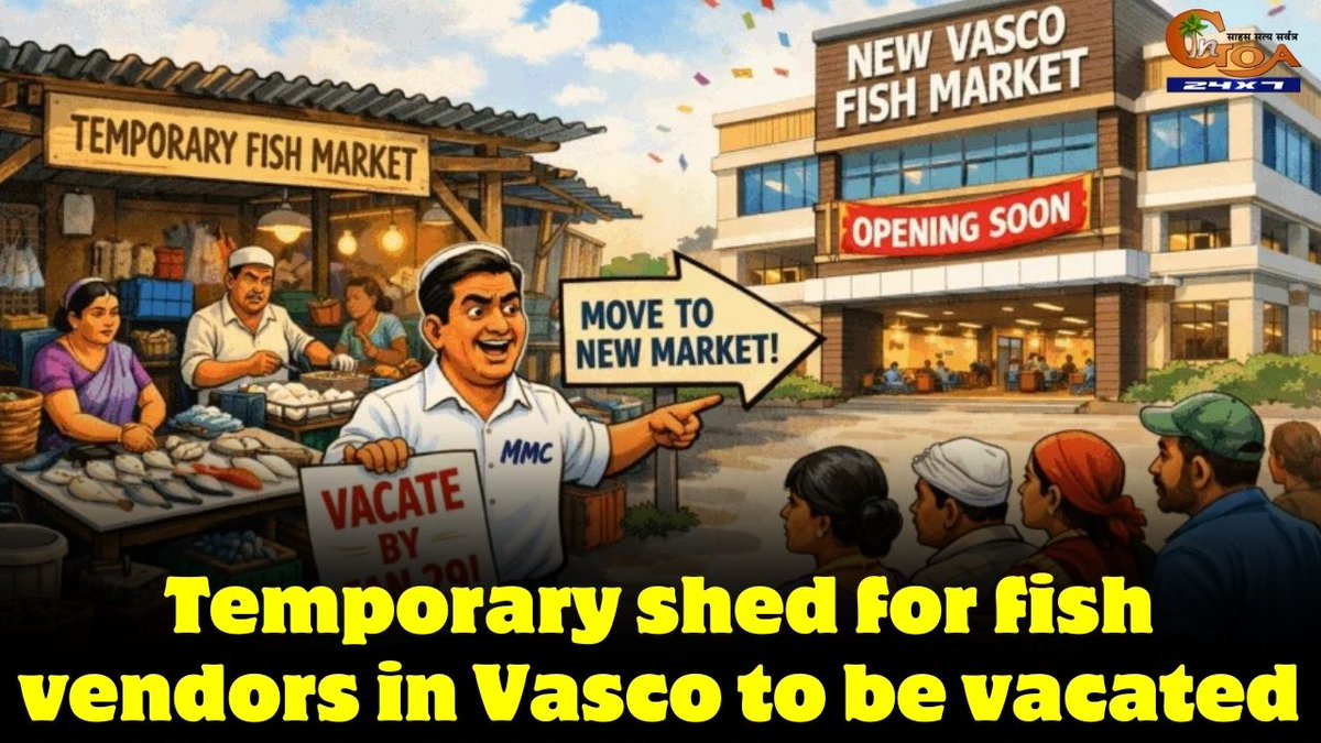 InGoa24x7's tweet image. Temporary shed for fish vendors in Vasco to be vacated,Notices issued as newly built fish market facility is ready
WATCH: youtu.be/B8E2wf8TjZ4

#Goa #Goanews #FishMarket #FishVendors