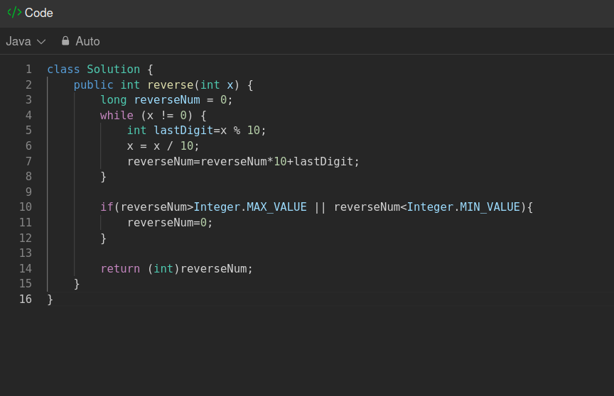 Pranjul07_'s tweet photo. " Trying to improve the previous self. 

#Day28 of #100DaysOfCode
Simple problem, but learnt new thing.
Prob no. - 7. Reverse Integer.

@java
#programming #dodailycode #dailycode https://t.co/JrMUU78BVg
