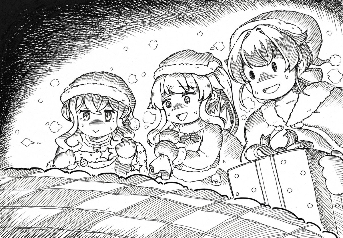 メリークリスまぁす…🎅なんやかんやで提督のベッドまで辿り着いた3人。宴の時間だ。 