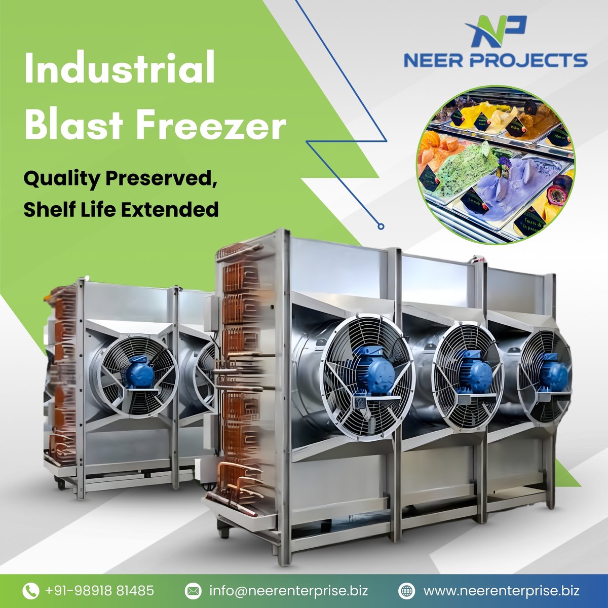 neerenterprise's tweet image. Industrial blast freezing preserves food safety, quality, and shelf life. Rapid cooling limits bacteria while locking in texture and flavor ideal for meat, seafood, dairy &amp;amp; RTE foods.

Visit: neerenterprise.biz/products/blast…

#NeerEnterprisesPvtLtd #NeerProjects #IndustrialBlastFreezer