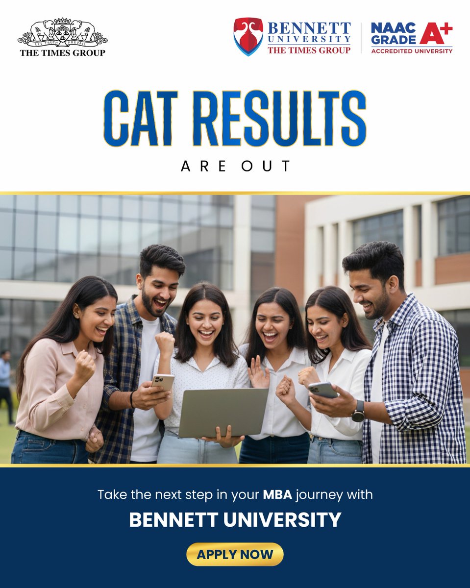 bennettuniv's tweet image. Congratulations on your CAT exam results.

Take the next step toward a successful management career, apply now at Bennett University and shape your future with industry-driven learning.

Apply Now: shorturl.at/syNf2

#BennettUniversity #CampusLife #TimesNow #CATExam